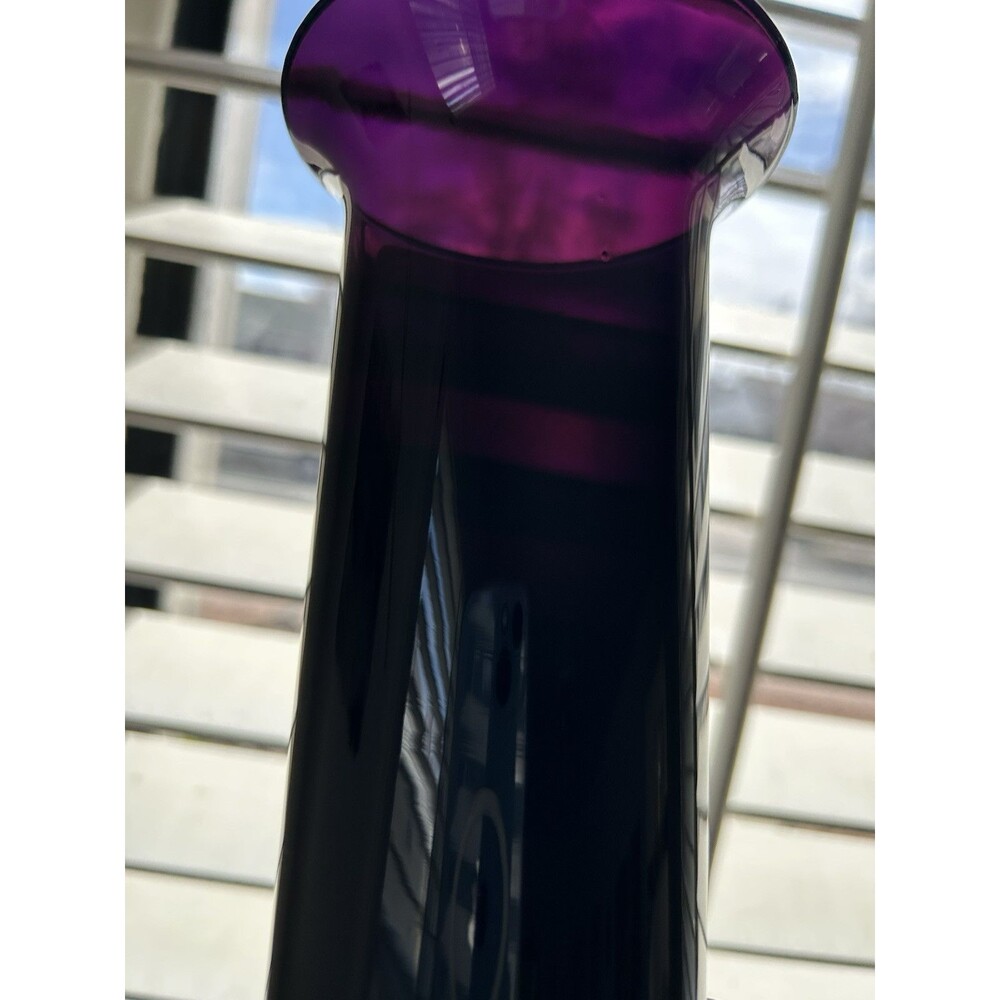 19th CENTURY, BLACK AMETHYST FLUTED VASE, 8.75Hx4W, Blown, Very Elegant